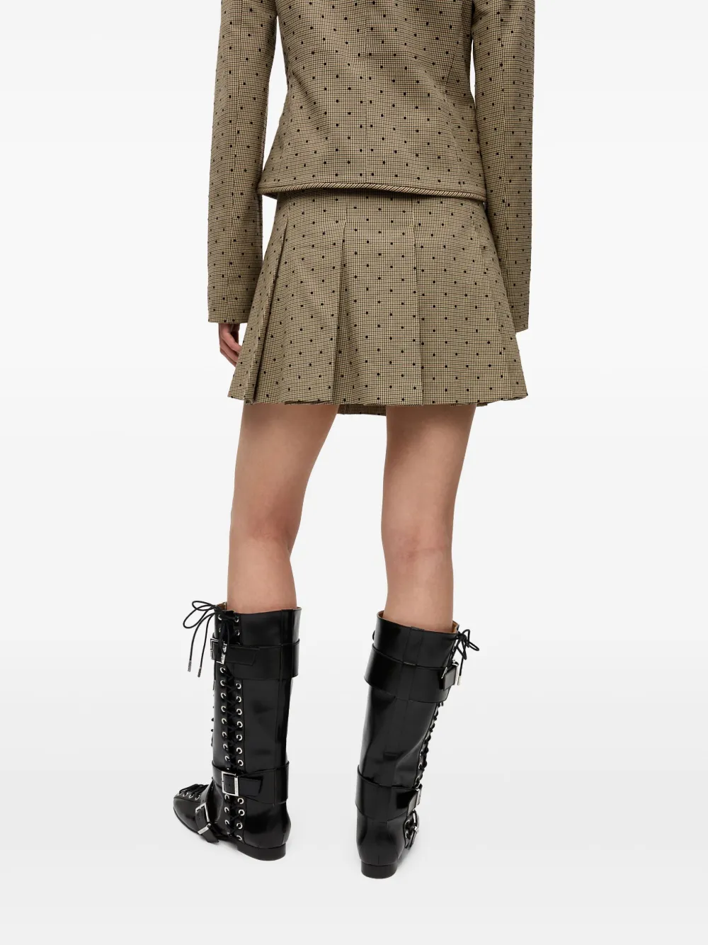 GANNI Geruite mini-rok Beige