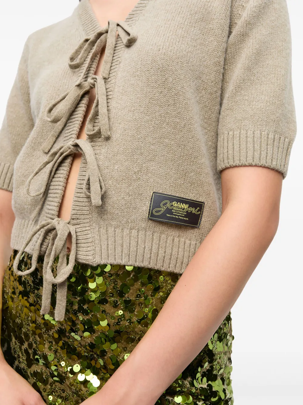 GANNI Vest met veters Beige