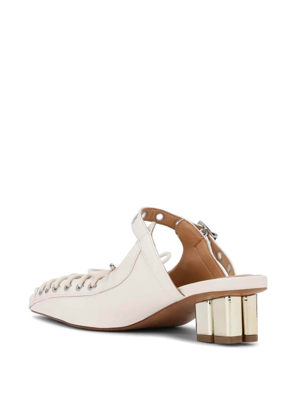GANNI laced leather mules White