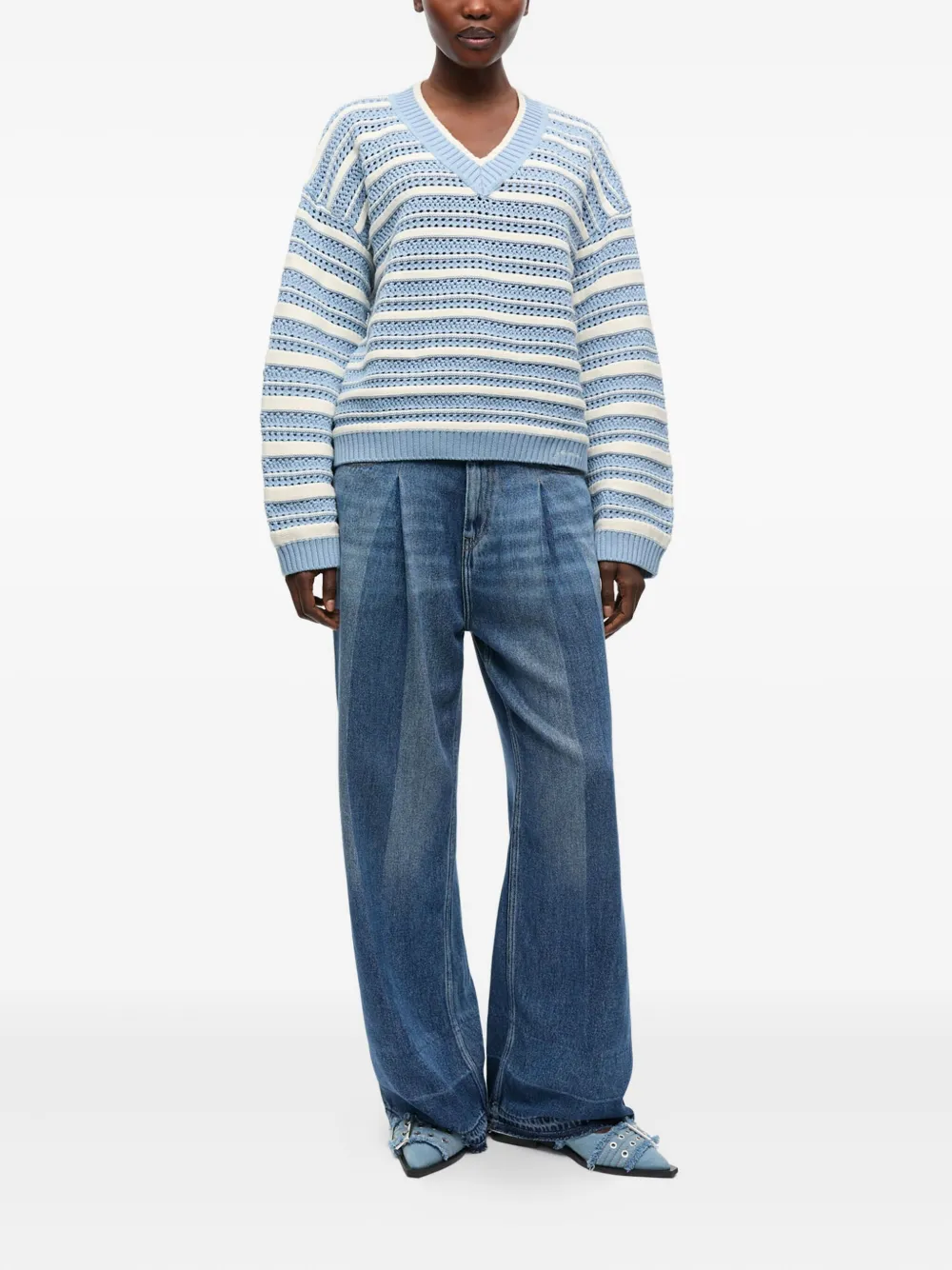 GANNI Gestreepte trui Blauw