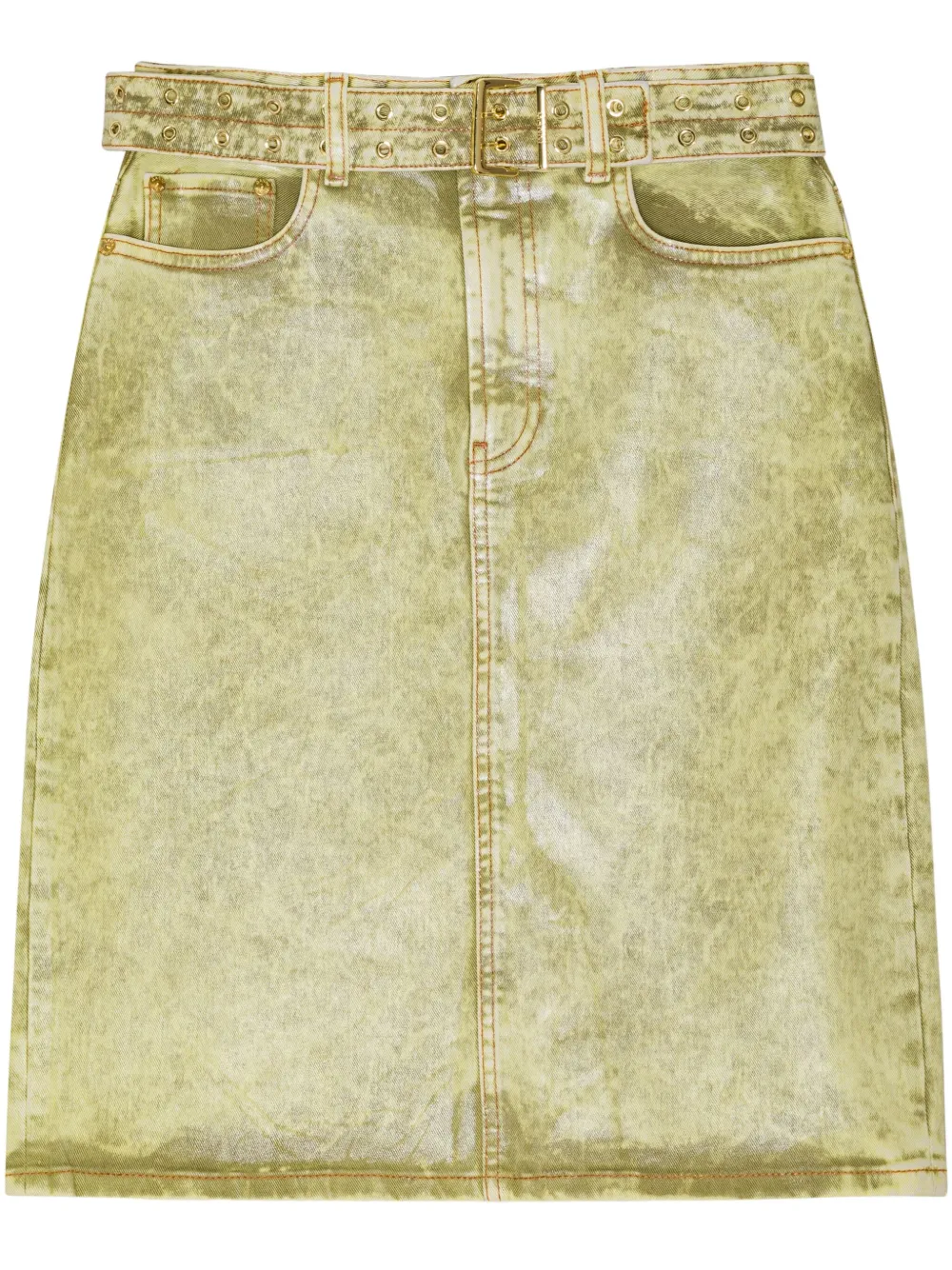 GANNI Denim rok met gebleekt-effect Groen