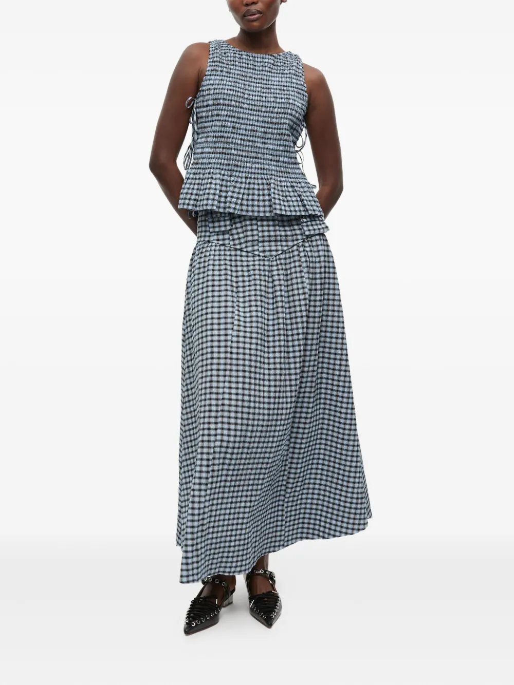 GANNI Geruite rok - Blauw