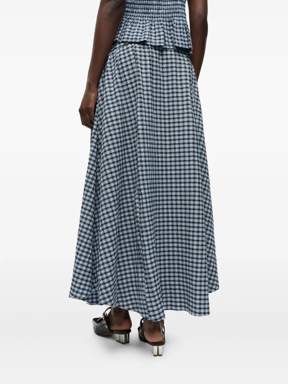GANNI Geruite rok Blauw