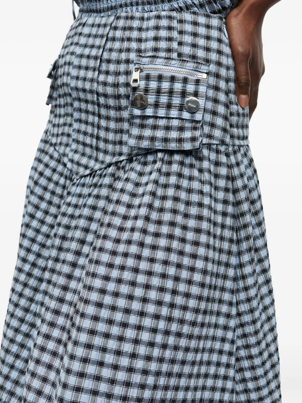 GANNI Geruite rok Blauw