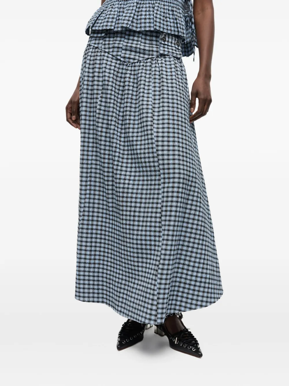 GANNI Geruite rok Blauw