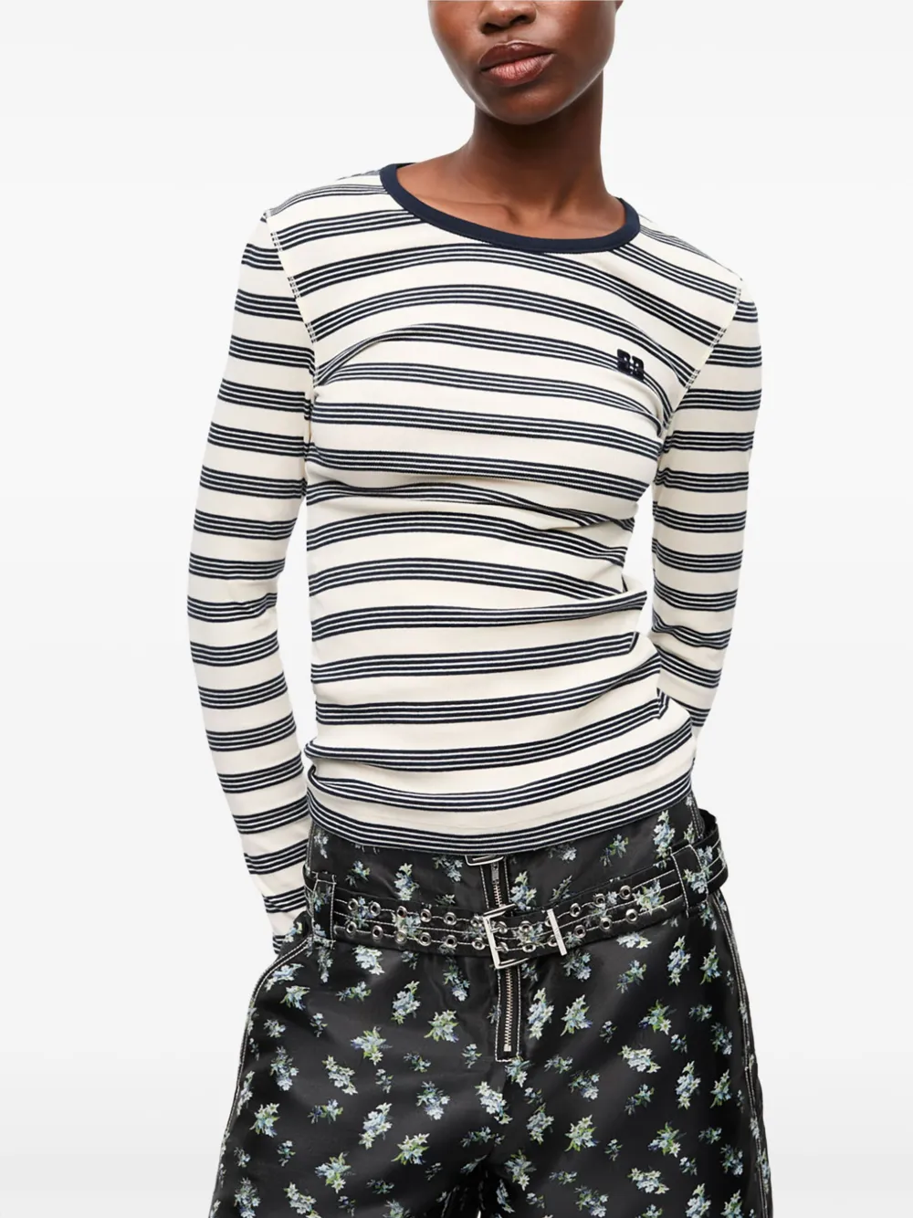 GANNI Gestreept T-shirt Wit