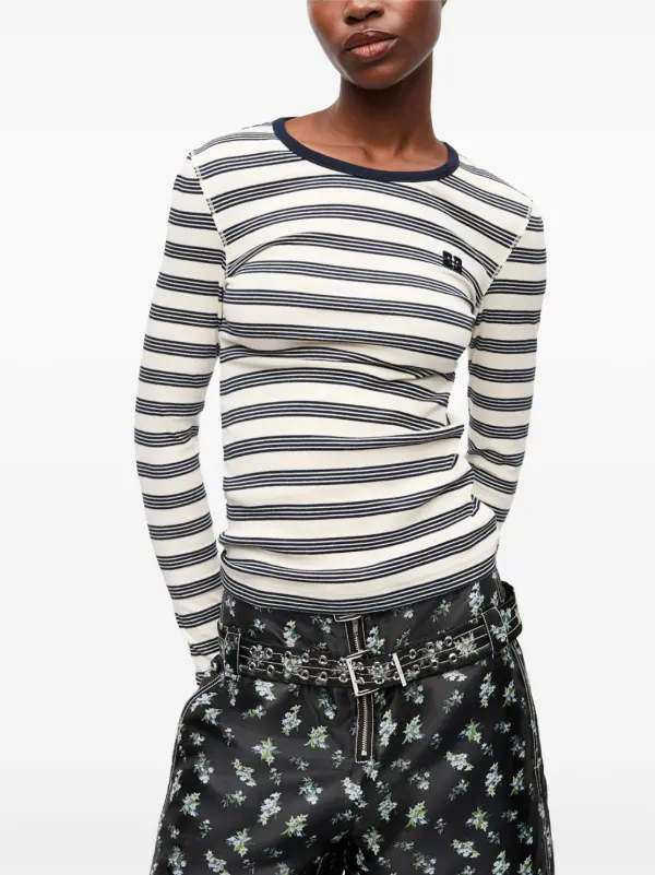 GANNI Striped T-shirt | White | FARFETCH