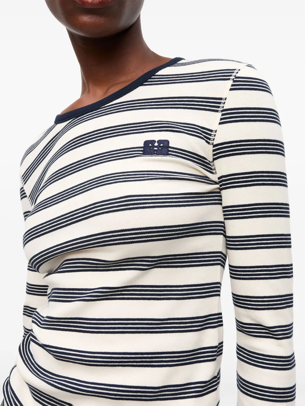 GANNI Gestreept T-shirt Wit