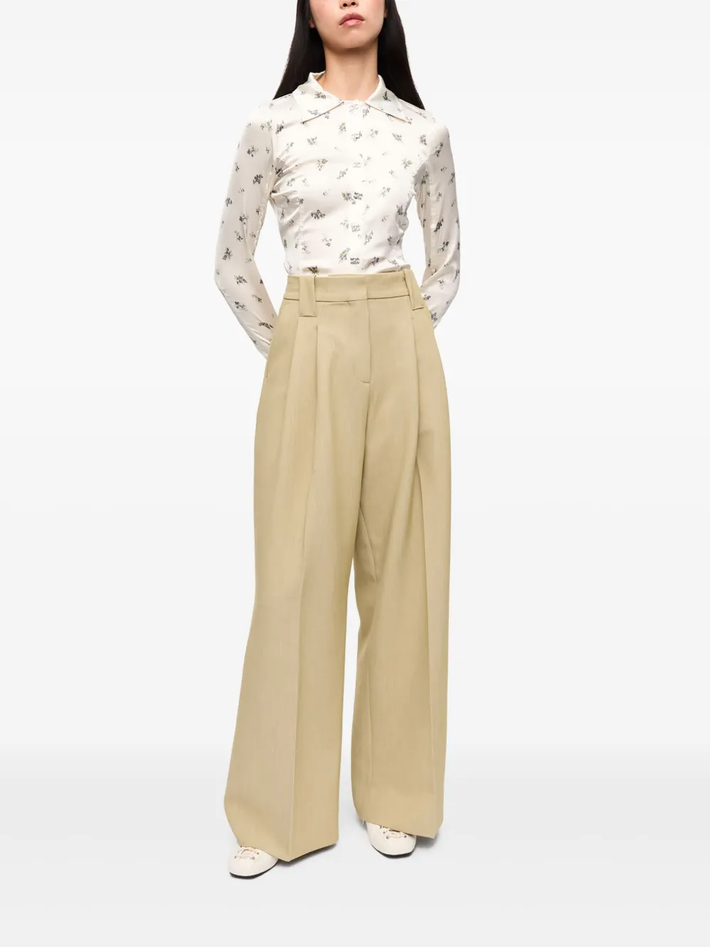 GANNI Palazzo broek met applicatie - Beige