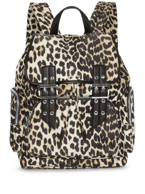 GANNI mochila con estampado de leopardo