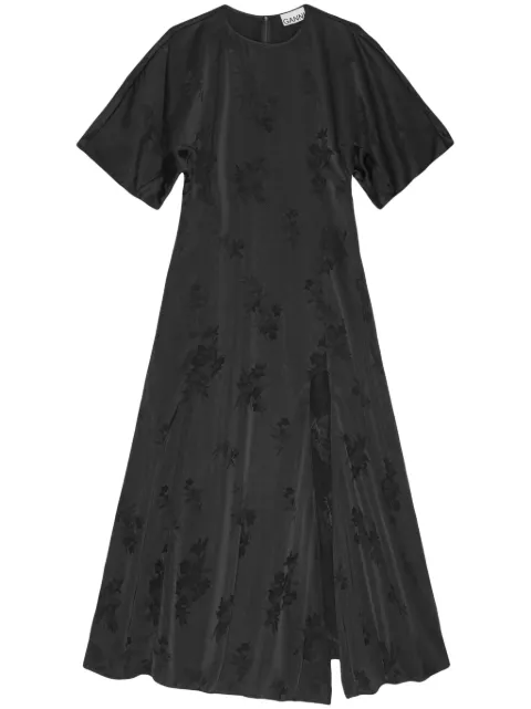 GANNI floral-jacquard dress