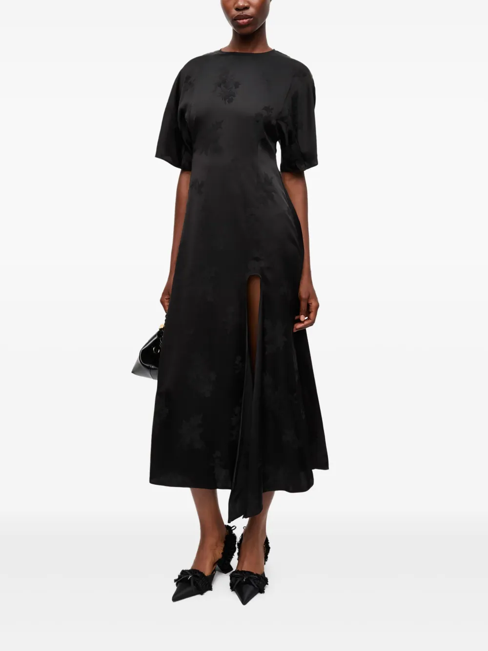 GANNI Jurk met bloemen jacquard - Zwart