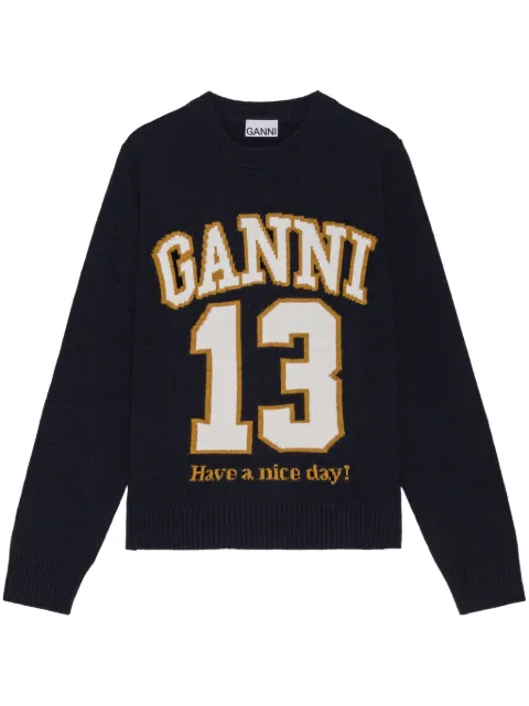 GANNI logo-jacquard sweater