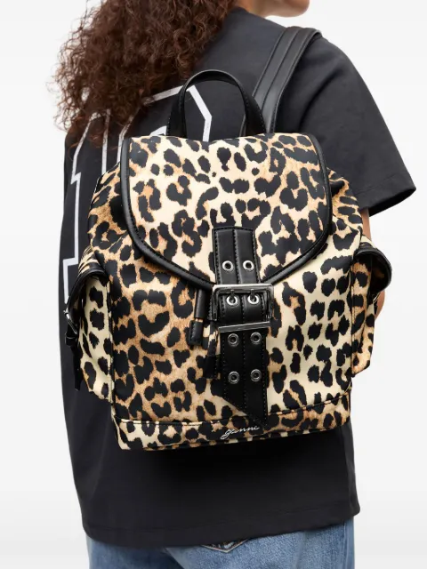 GANNI leopard-print backpack A6617 - 1