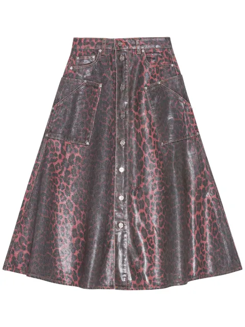 GANNI leopard-print midi skirt