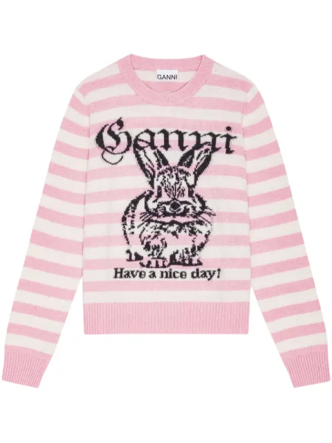 GANNI intarsia-knit jumper