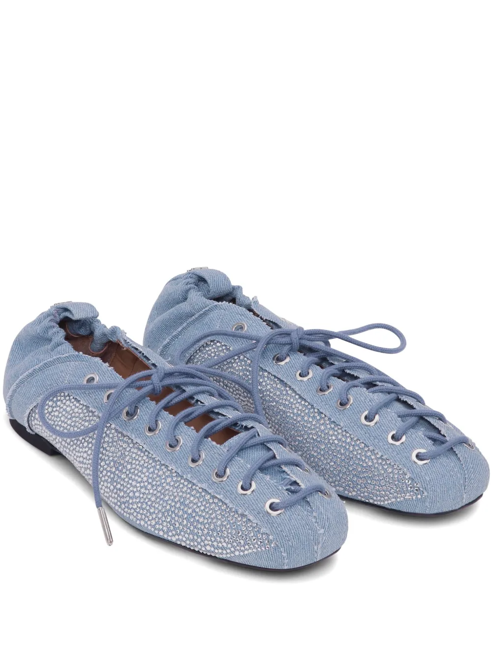 GANNI denim lace-up ballet flats Blue