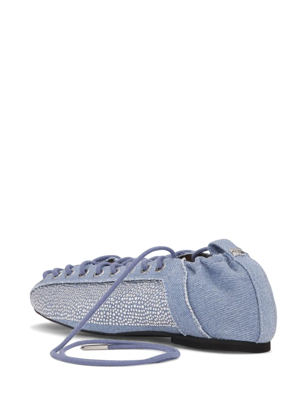 GANNI denim lace-up ballet flats - Blauw