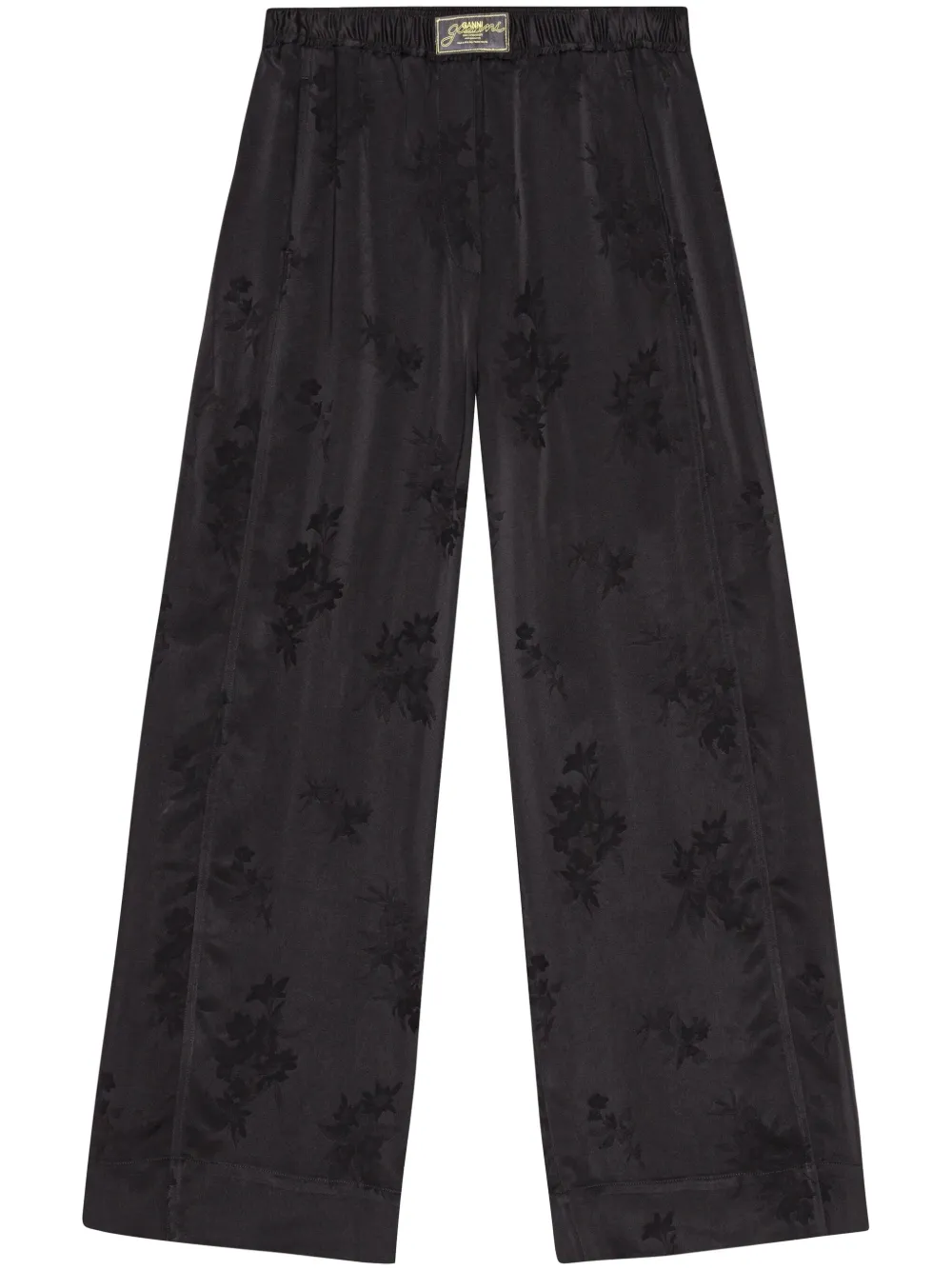 floral-jacquard trousers