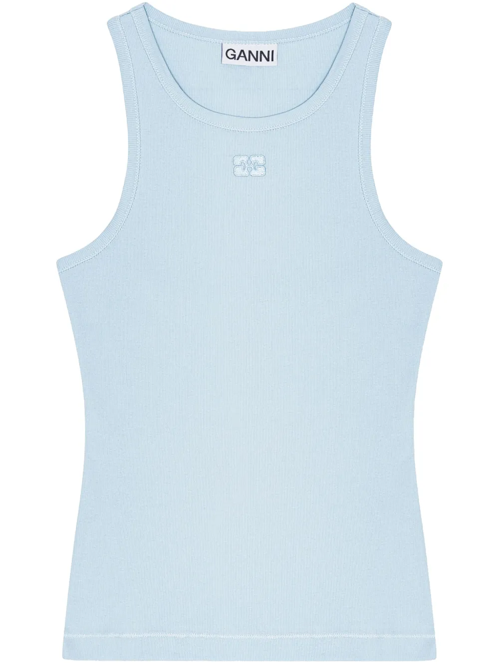 GANNI Tanktop met geborduurd logo Blauw