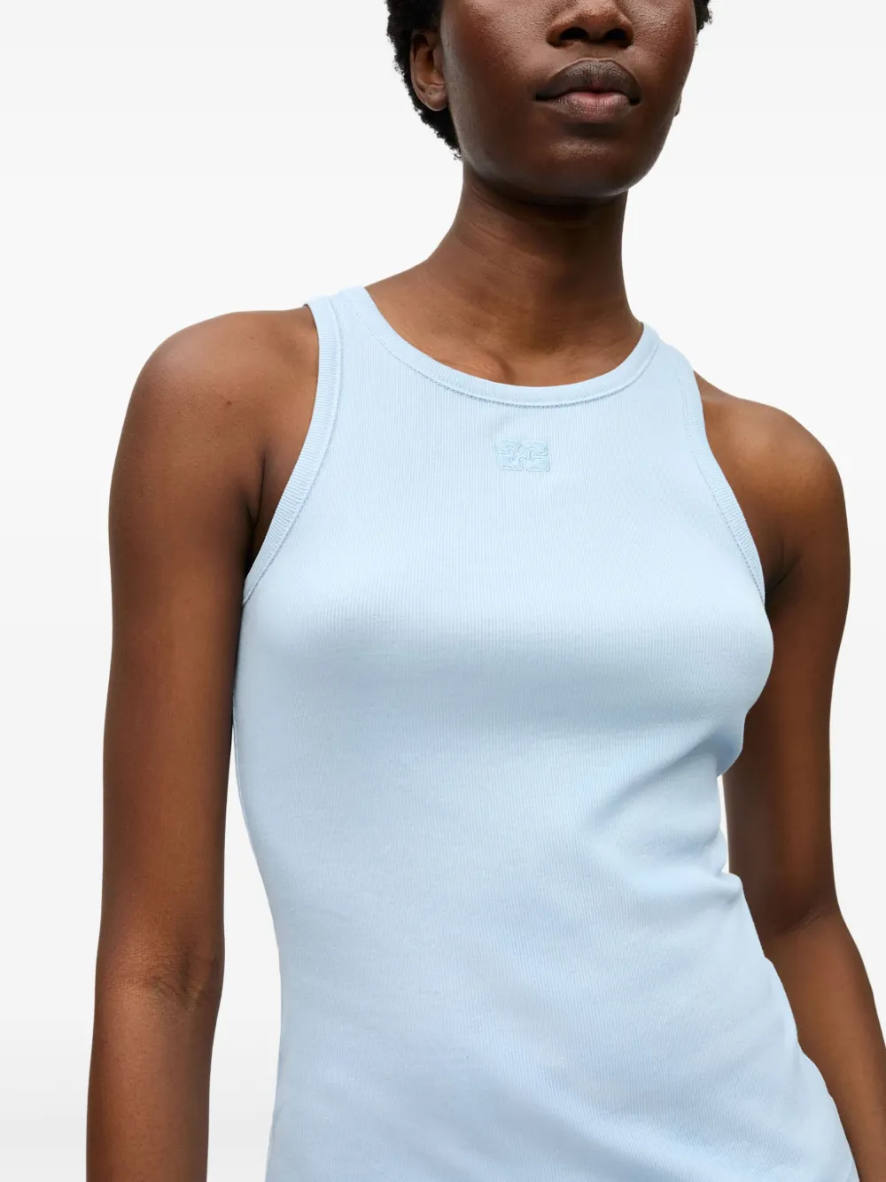 GANNI Tanktop met geborduurd logo Blauw