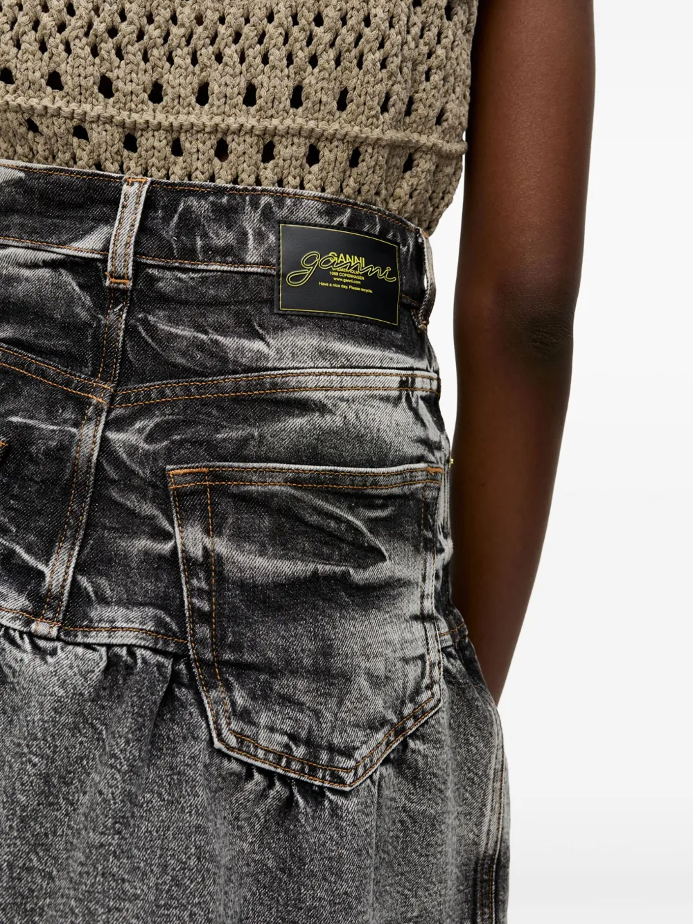 GANNI Mini-rok met whisker-effect Zwart