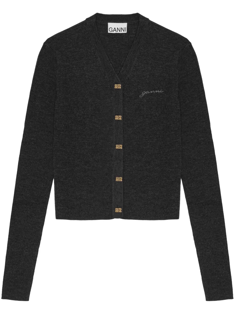 GANNI Vest met geborduurd logo Zwart