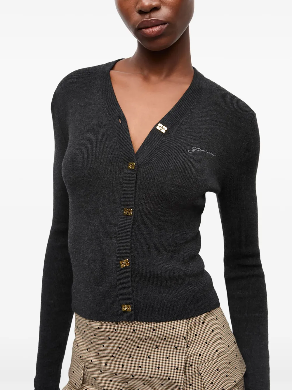 GANNI Vest met geborduurd logo Zwart