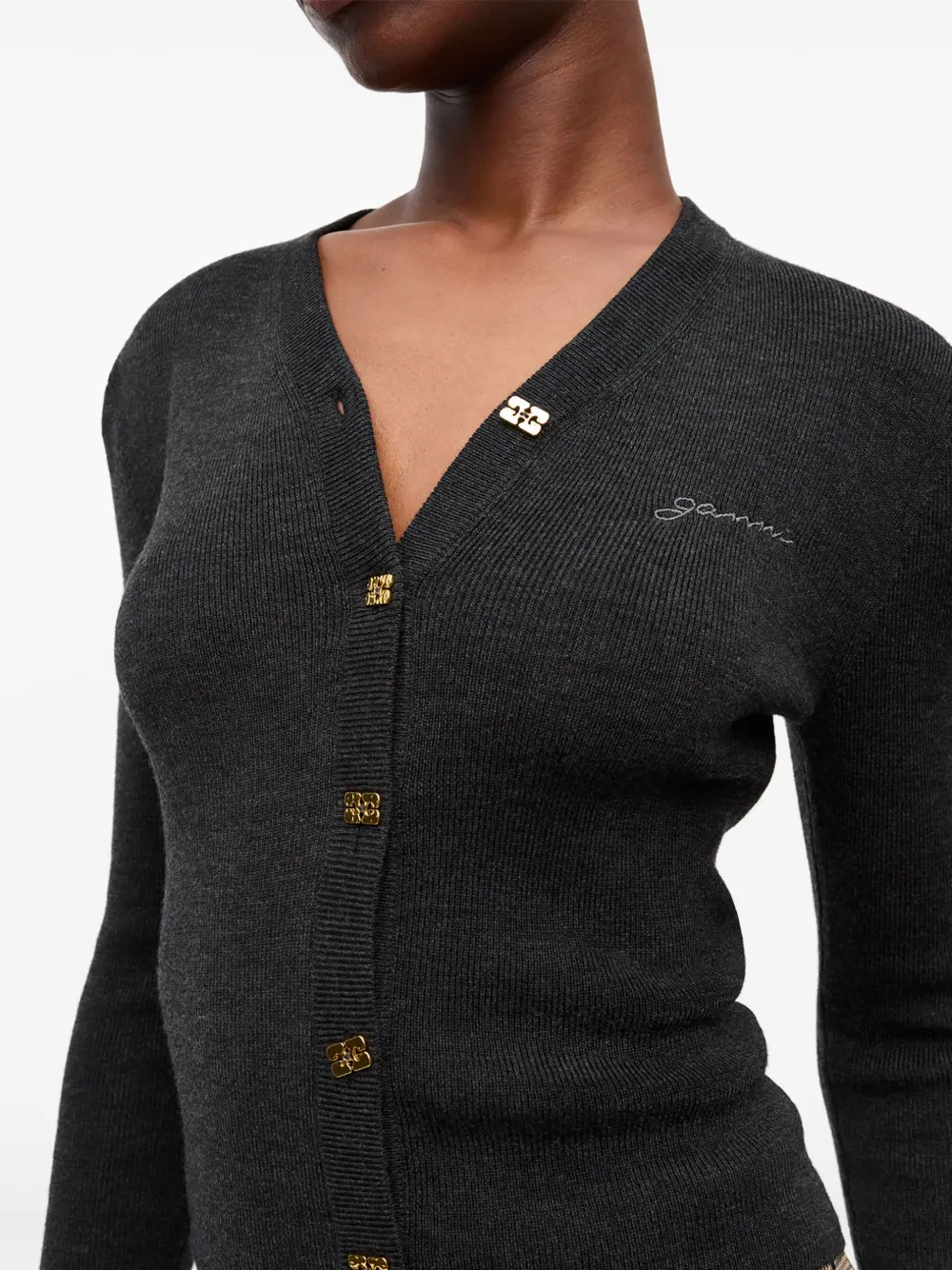 GANNI Vest met geborduurd logo Zwart