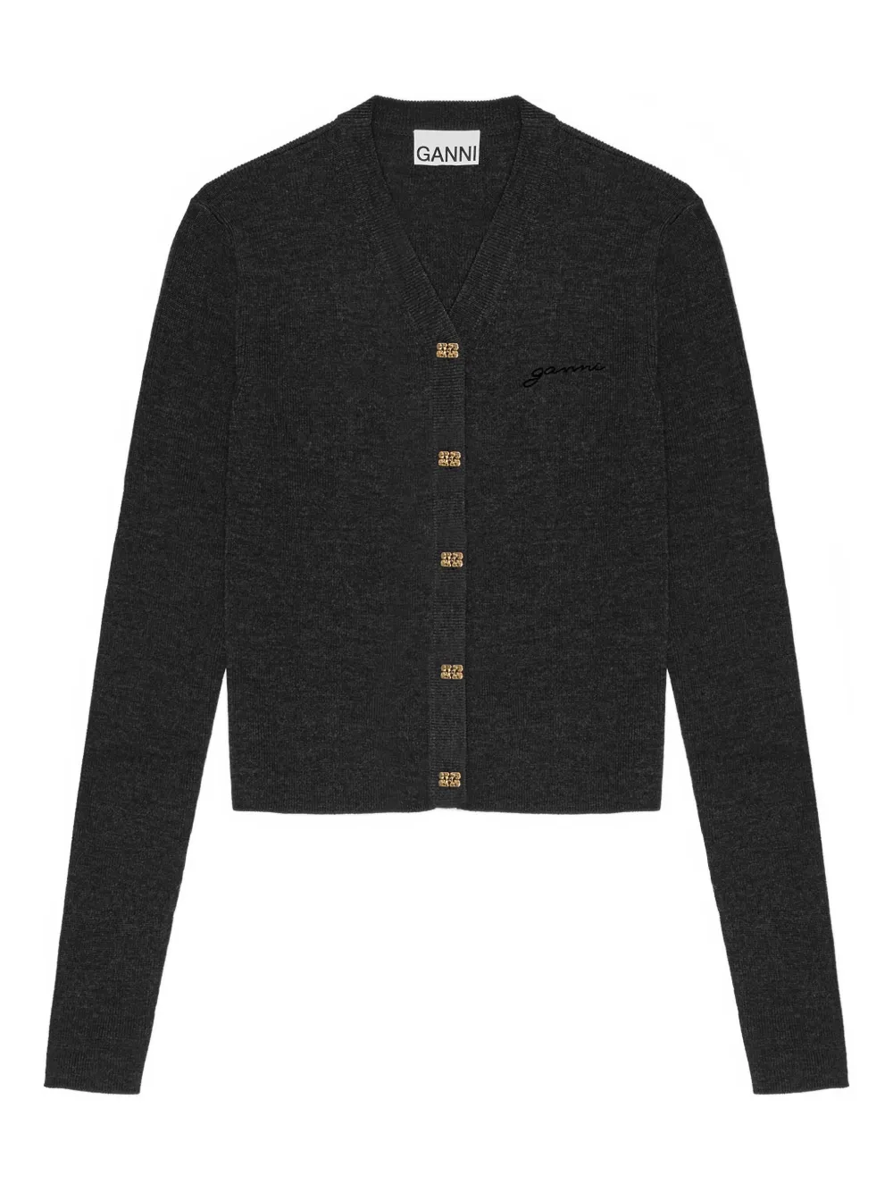 GANNI Cardigan con ricamo - Nero