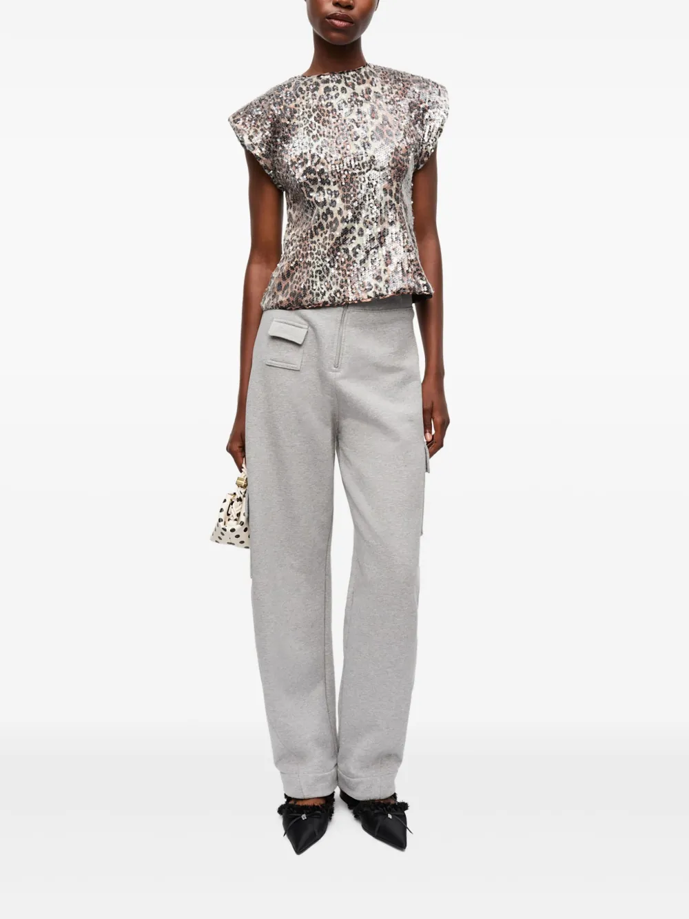 GANNI Blouse met luipaardprint - Beige