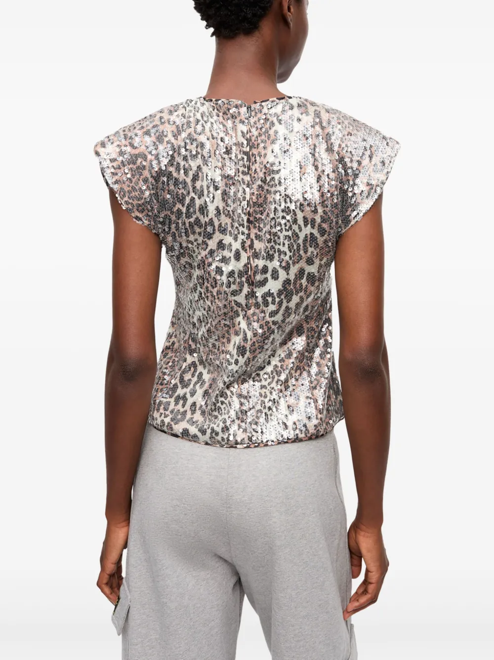 GANNI Blouse met luipaardprint Beige