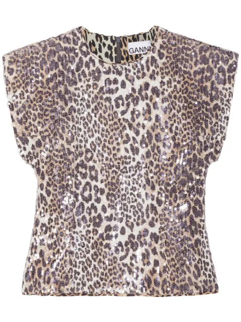 GANNI Blouse met luipaardprint