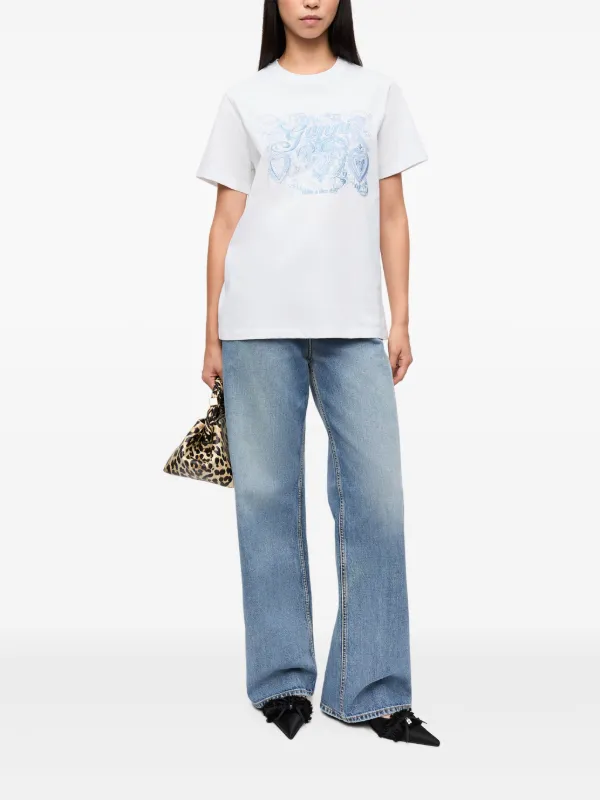 【関税＆送料込み】Ganni Cotton Embroidered T-Shirt Ganni Embroidered Heart Cotton T-Shirt | Saks Fifth Avenue
