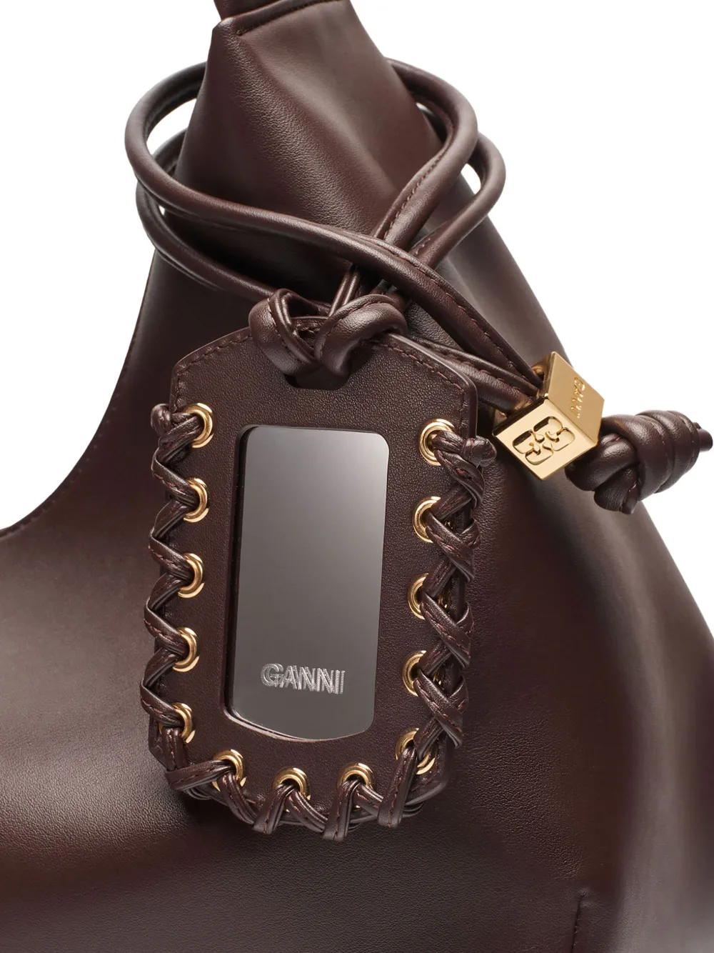GANNI Medium schoudertas met logo-reliëf Bruin