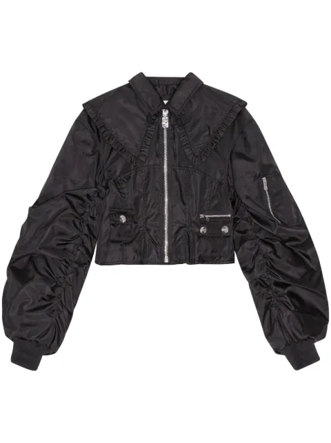 GANNI Giacca bomber con ruches sul collo