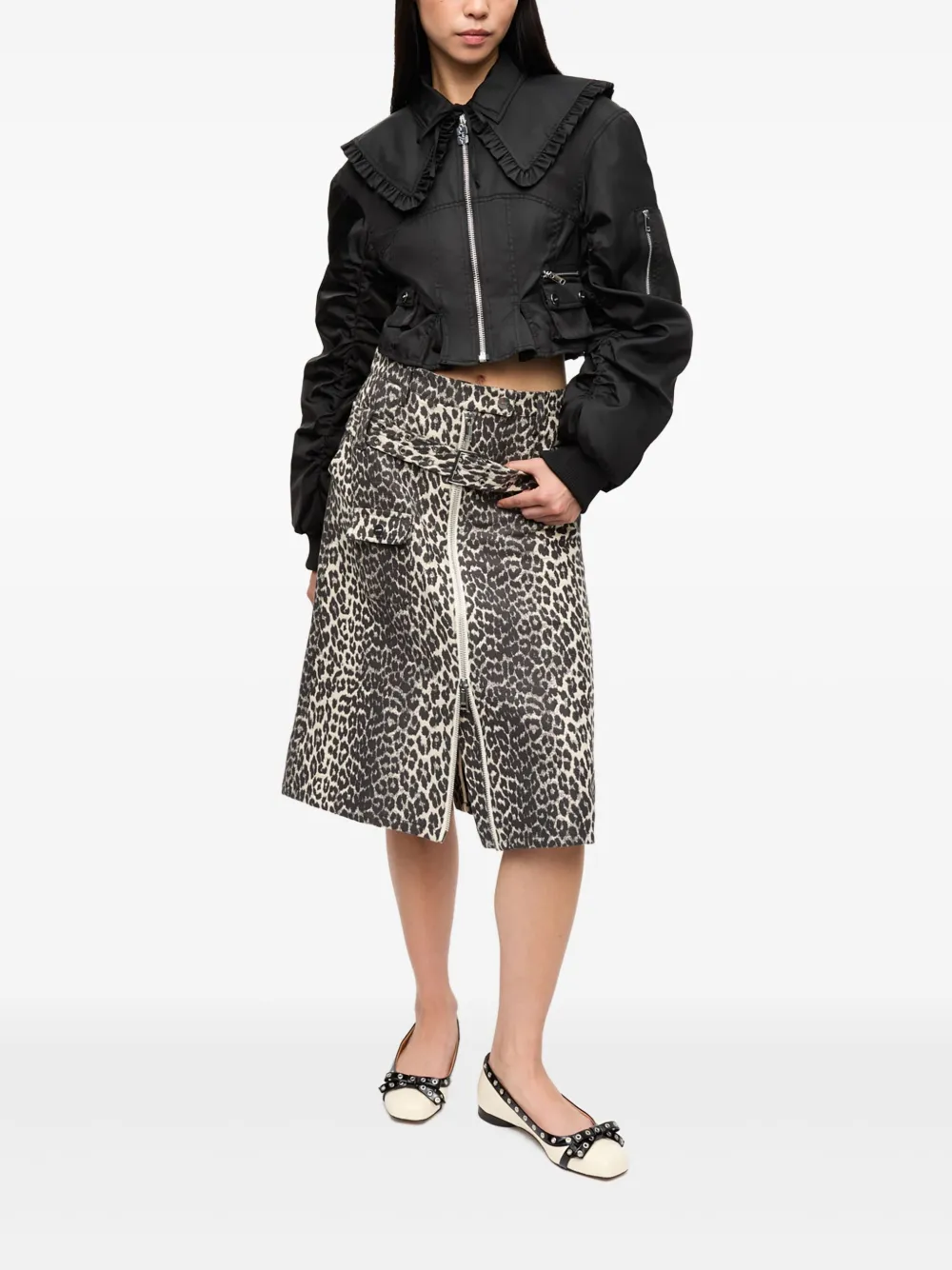 GANNI ruffle-collar bomber jacket | Varsity Jackets | Image 2