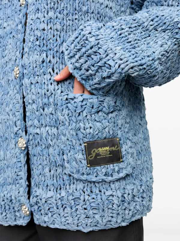 GANNI speckle-knit Cardigan | Blue | FARFETCH