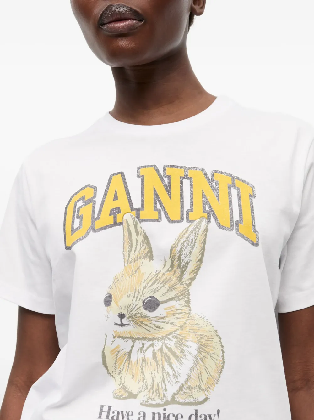 GANNI Bunny T-shirt Wit