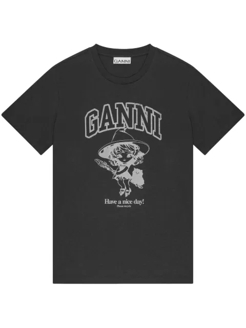 GANNI playera con logo estampado