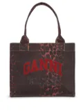 GANNI leopard-print canvas tote bag - Red