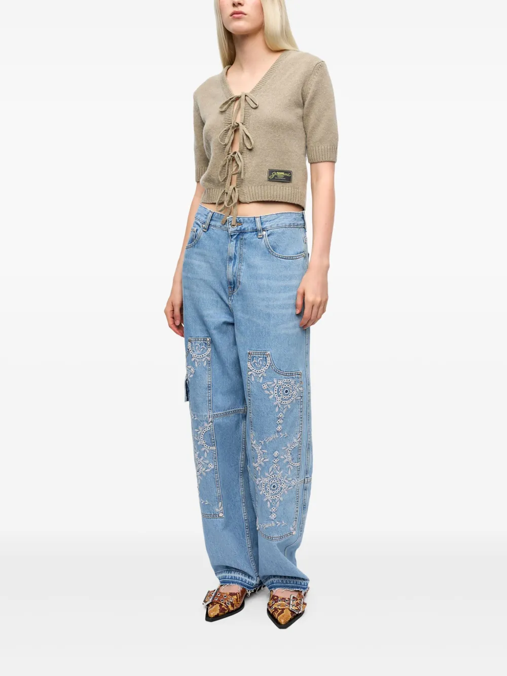GANNI Broderie anglaise jeans - Blauw