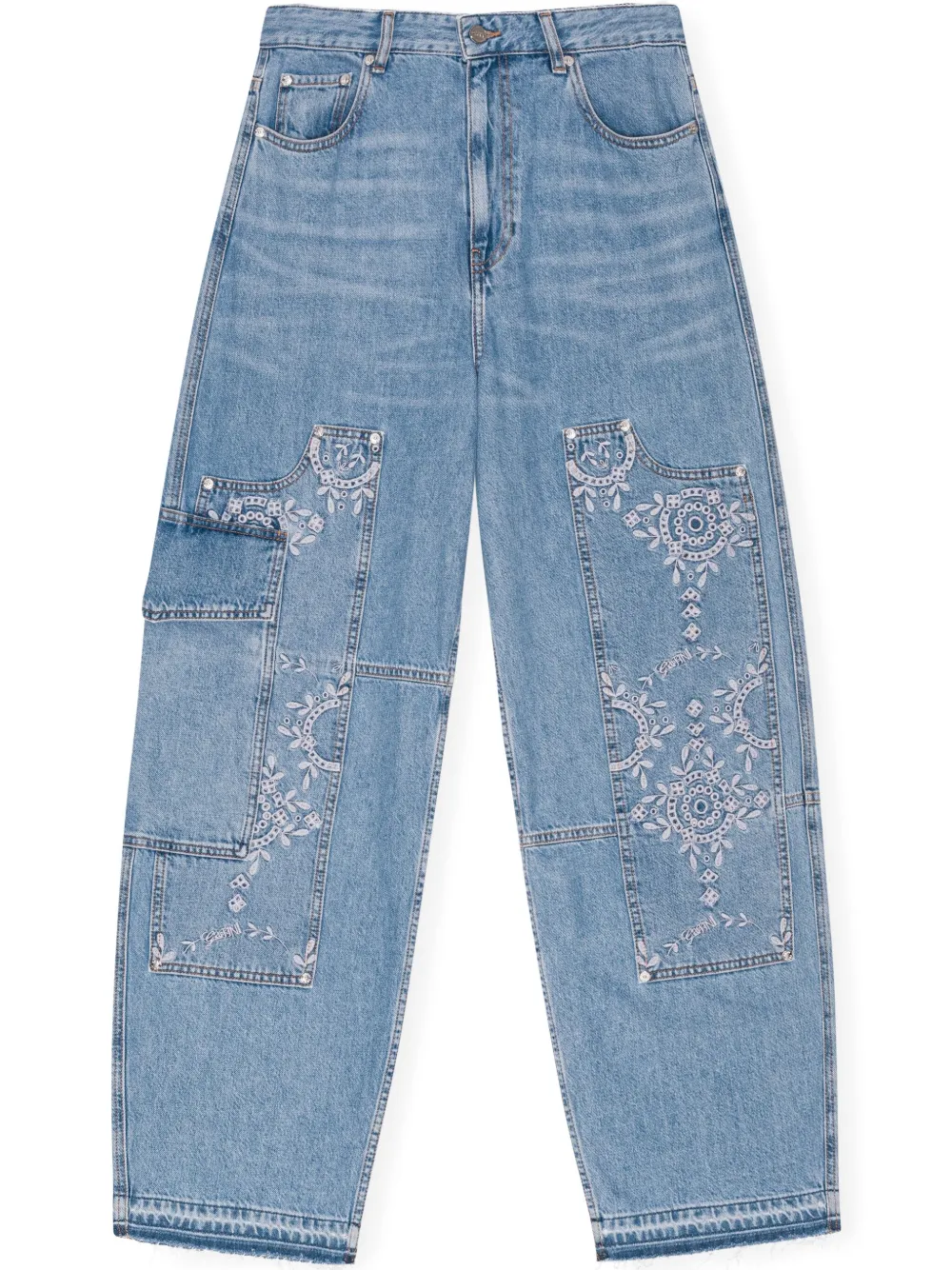 GANNI Broderie anglaise jeans Blauw