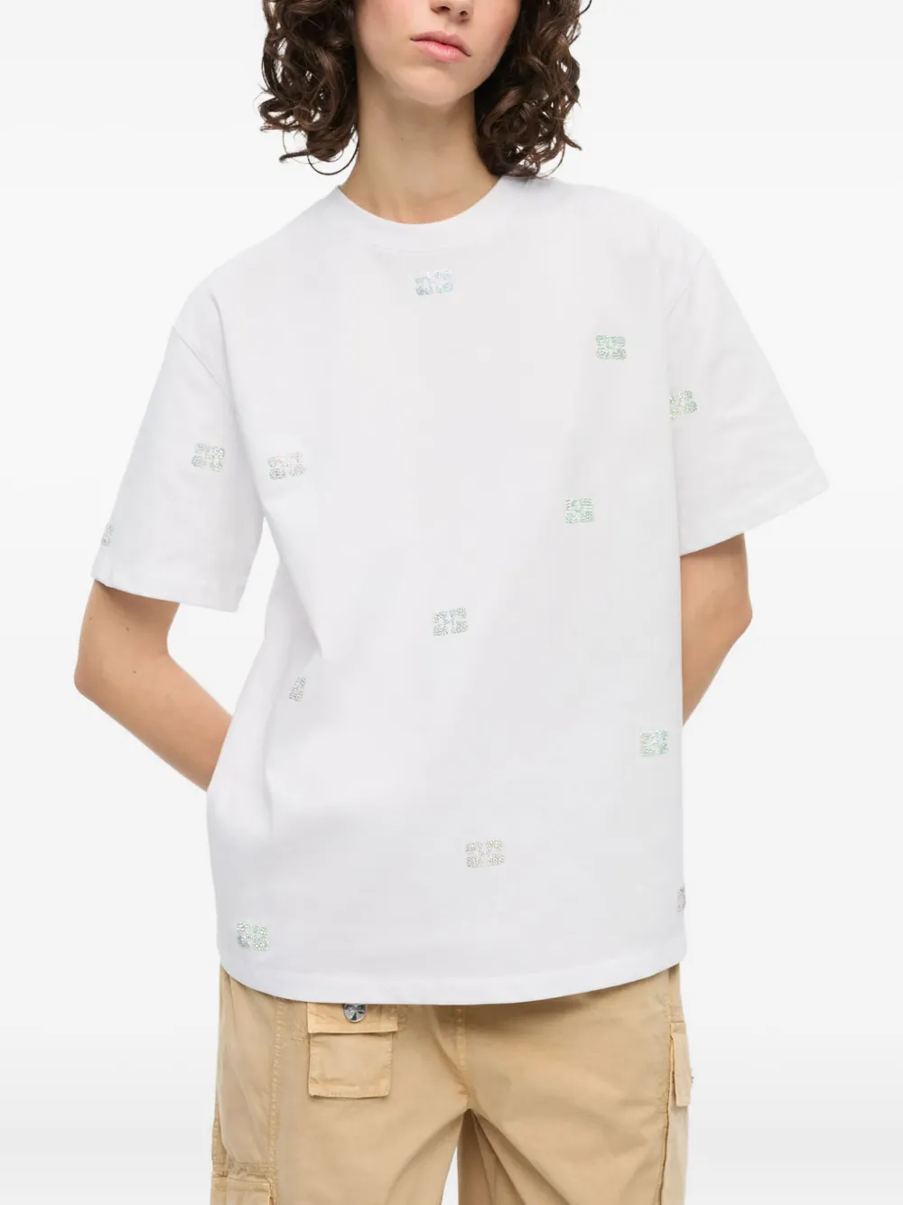 GANNI T-shirt verfraaid met stras Wit