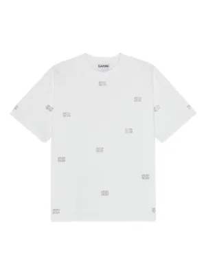 GANNI rhinestone-embellished Cotton T-shirt | White | FARFETCH