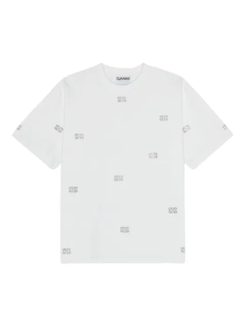 GANNI t-shirt en coton à ornements strassés