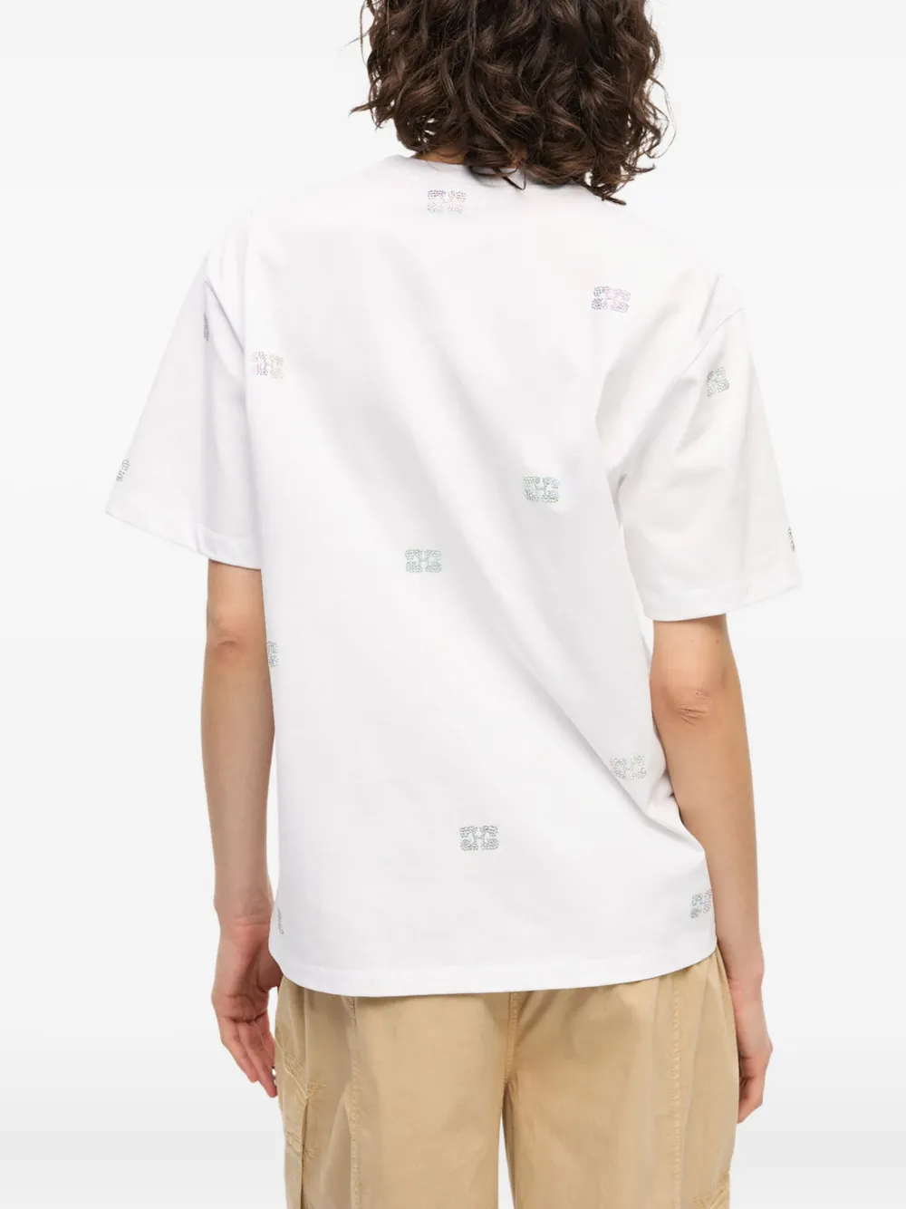 GANNI T-shirt verfraaid met stras Wit