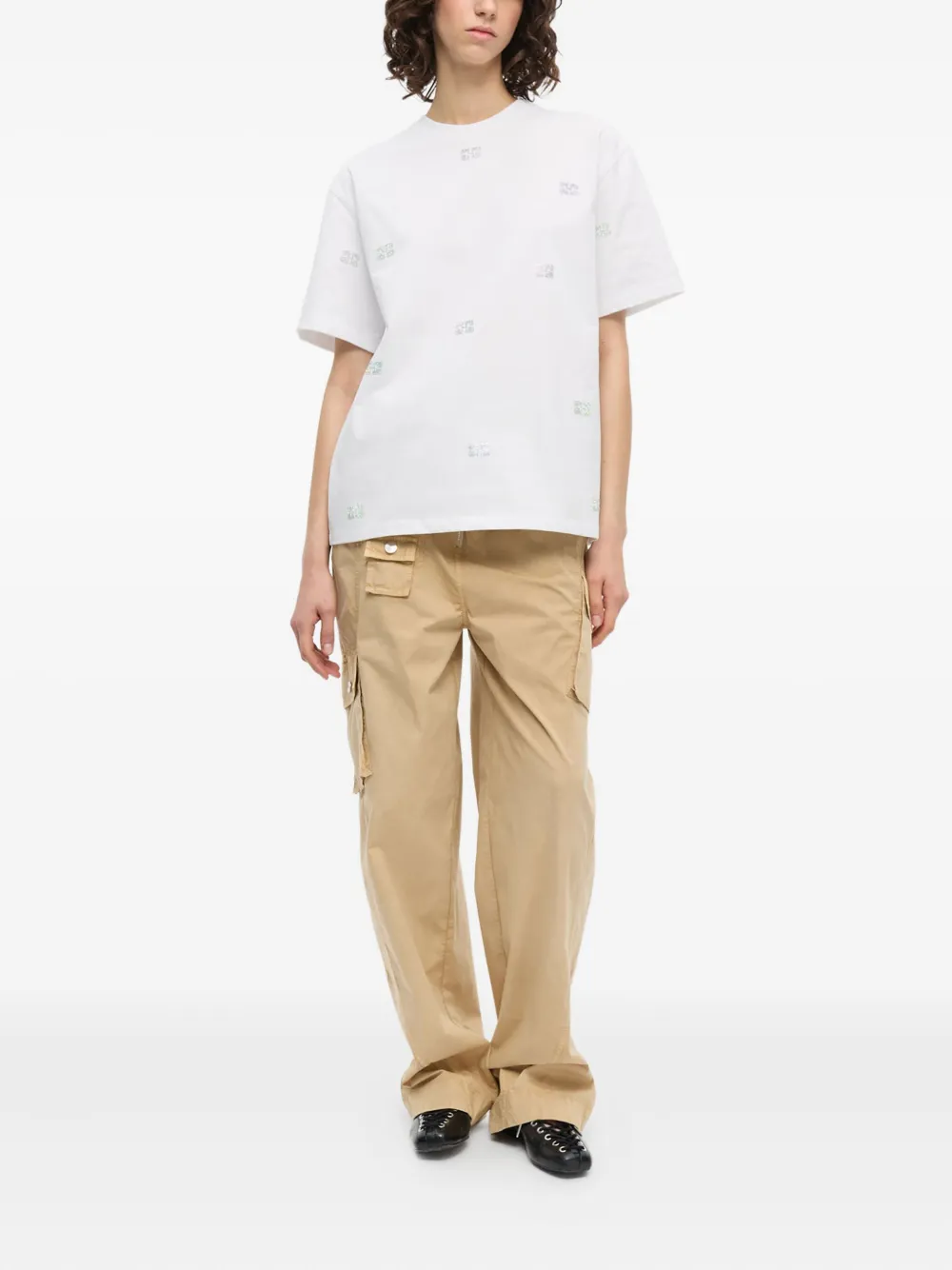 GANNI T-shirt verfraaid met stras Wit