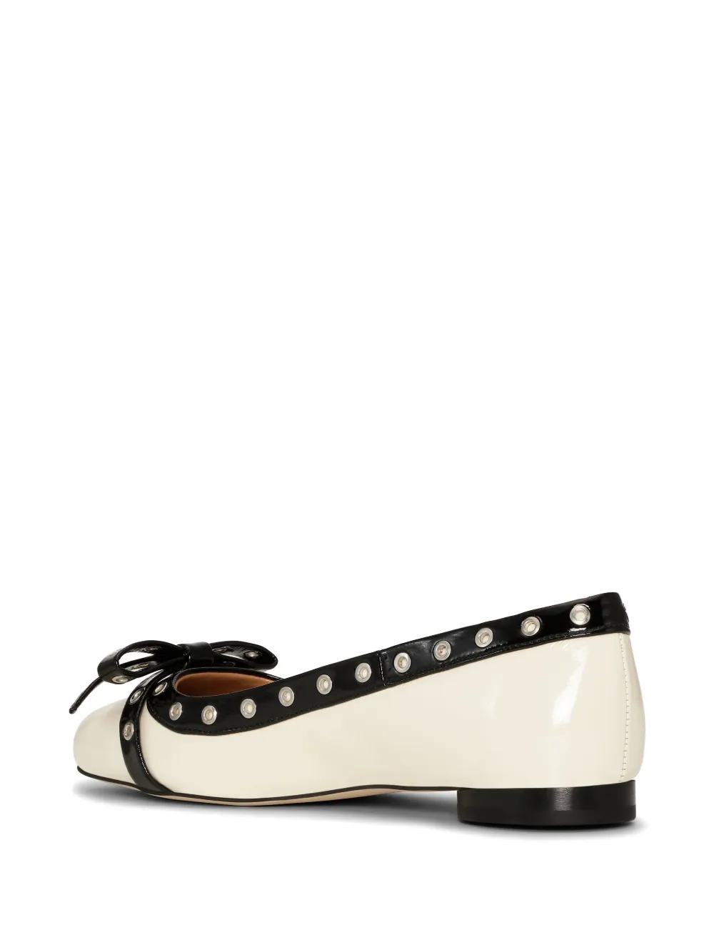 GANNI eyelet-embellishment bow-detail ballet flats White