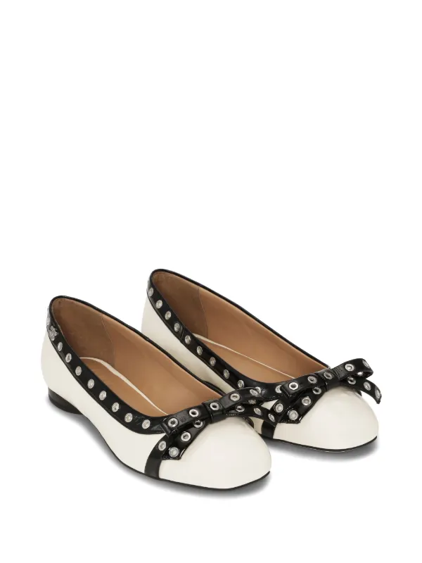 GANNI eyelet-embellishment bow-detail Ballet Flats | White | FARFETCH